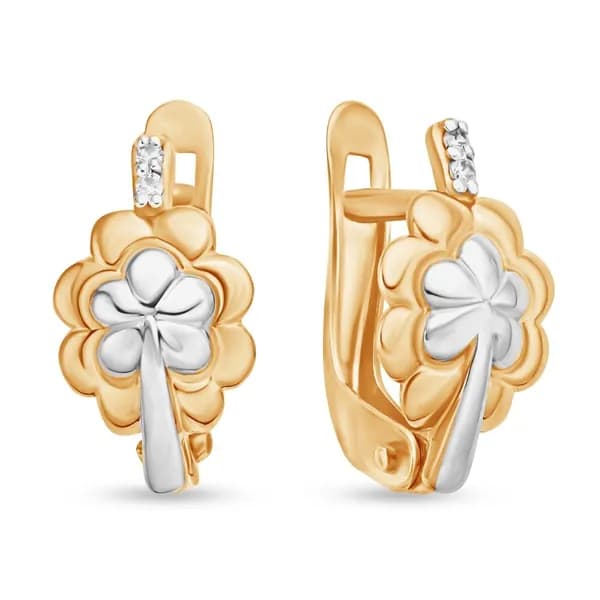 Серьги детские с фианитами из красного золота 375 пробы 585GOLD