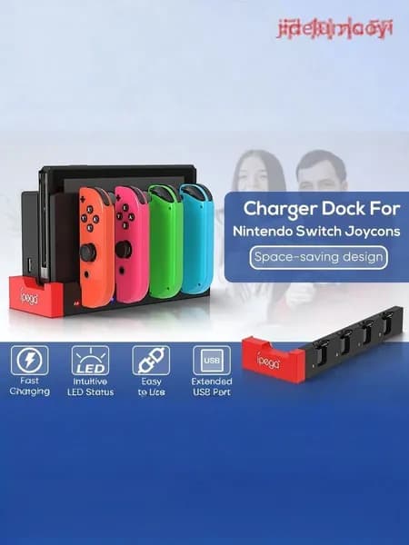 Док-станция для зарядки 4 Joy-Con (Nintendo Switch/OLED) - зарядное устройство для контроллеров