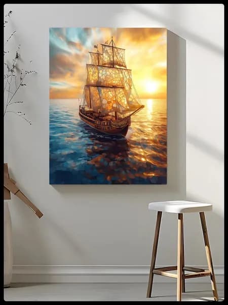 Постер а4 на холсте без рамы море корабль 20*30см