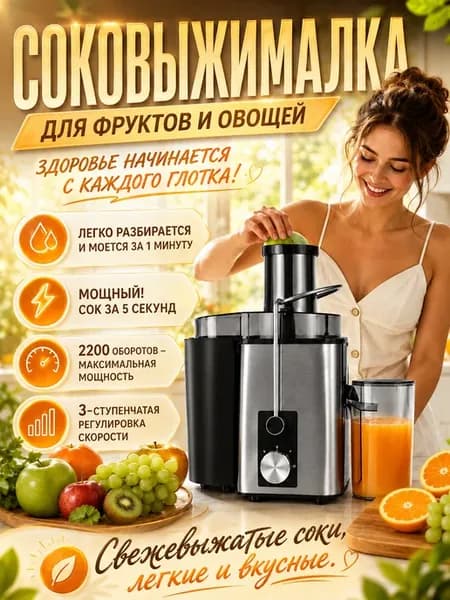 Соковыжималка электрическая универсальная мощная