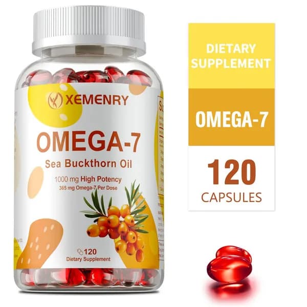Xemenry Omega-7, масло облепихи, обладает омолаживающим эффектом, способствует здоровью волос, кожи и ногтей, а также укрепляет сердечно-сосудистую систему.