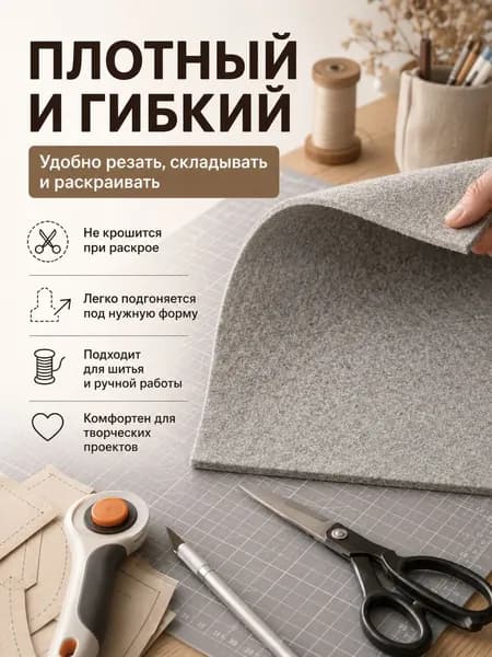Плотный войлок - выгодный лист 50 70 см 5 мм для декора и поделок