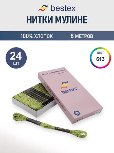 Мулине, 8 м, 24 шт, Bestex, цвет № 613
