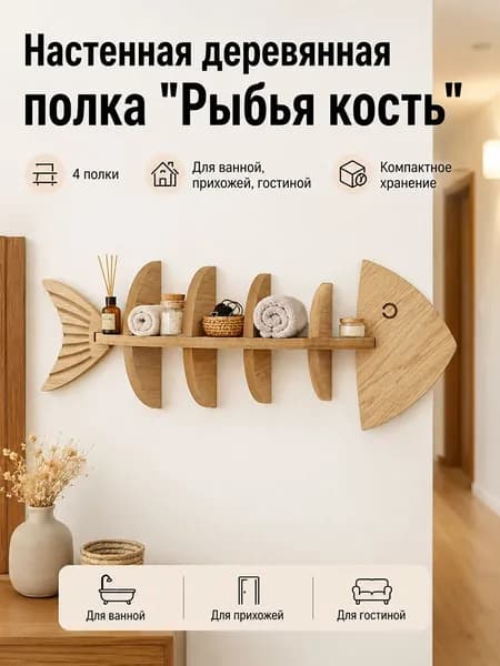 Полка для барной стойки Настенная Прямая, 1 шт.