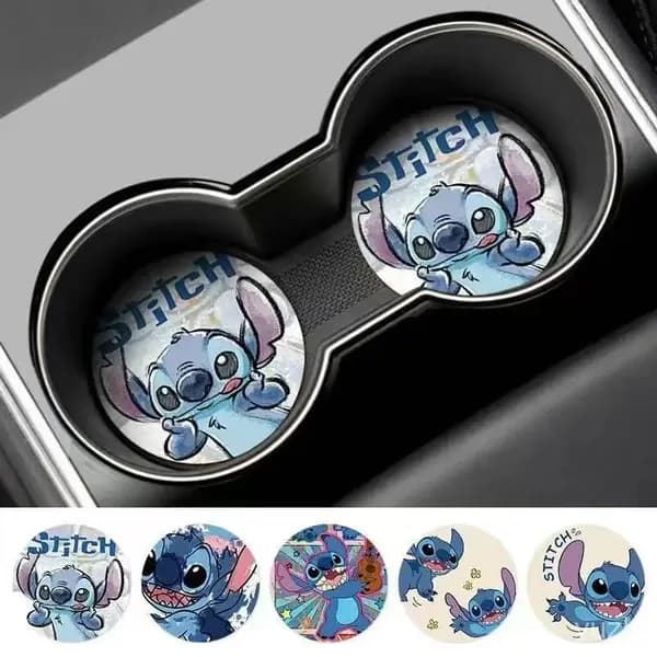Симпатичный Stitch автомобильный коврик под чашку с водой, креативный нескользящий коврик для хранения предметов интерьера