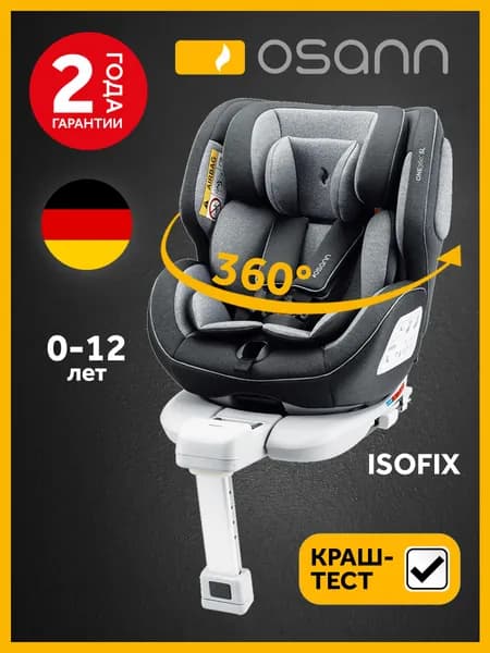 Автокресло детское (витрина) Osann One360 SL Universe Grey от 0 до 36 кг, c isofix и опорой, группа 0+/1/2/3 до 12 лет. Товар уцененный