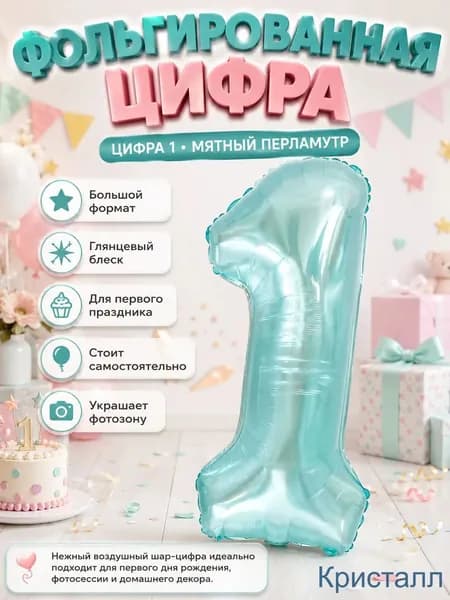 Цифровые шары 0-9 Tiffany Blue 32 дюйма, фольгированные для декора дня рождения
