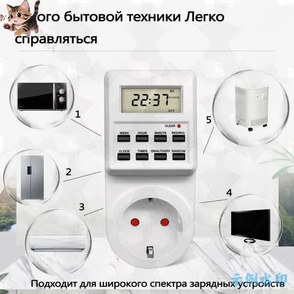 Умная розетка с таймером, электронный программируемый таймер для включения и выключения электроприборов.