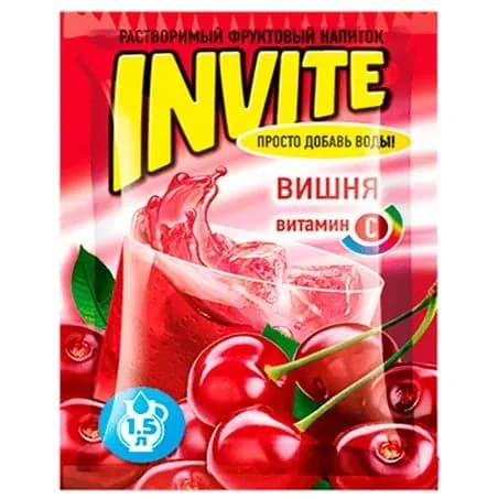 Invite Растворимый напиток, Вишня, 9 гр х 24 шт в блоке, 1 уп