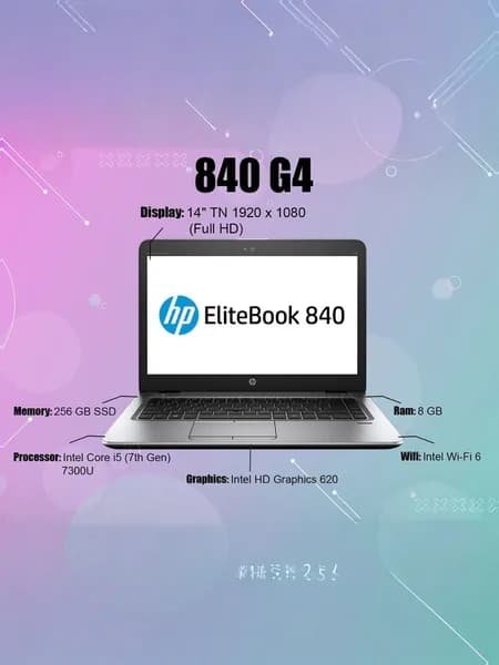 HP HP EliteBook 840 G4, Как новый Ноутбук 14", Intel Core i5-7300U, RAM 8 ГБ, HDD, SSD 256 ГБ, Intel UHD Graphics 620, Windows Pro, серебристый, Русская раскладка