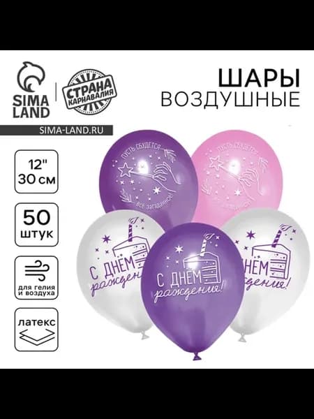 Латексные воздушные шары С днем рождения 12"