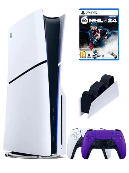 PS5 (ПС5) Игровая приставка Sony PlayStation 5 Slim disk+геймпад+зарядное+ игра NHL 24