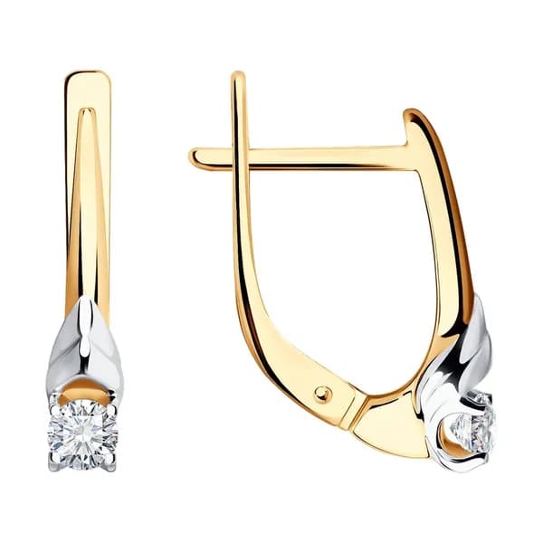 Золотые серьги DIAMANT-ONLINE с бриллиантом 585 пробы