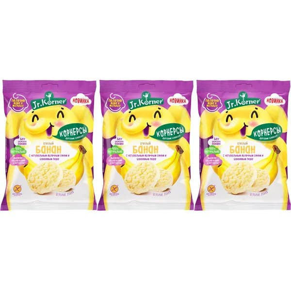 Хлебцы рисовые Dr.Korner Корнерсы с бананом 30 г, набор: 3 штуки