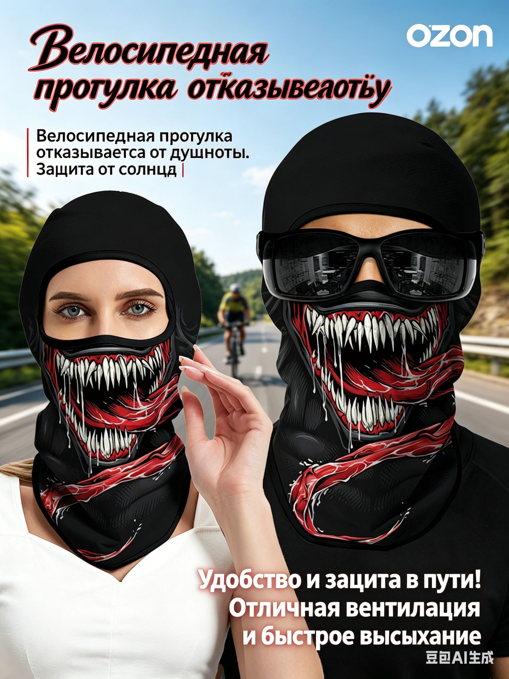 Мотомаска, цвет: черный матовый