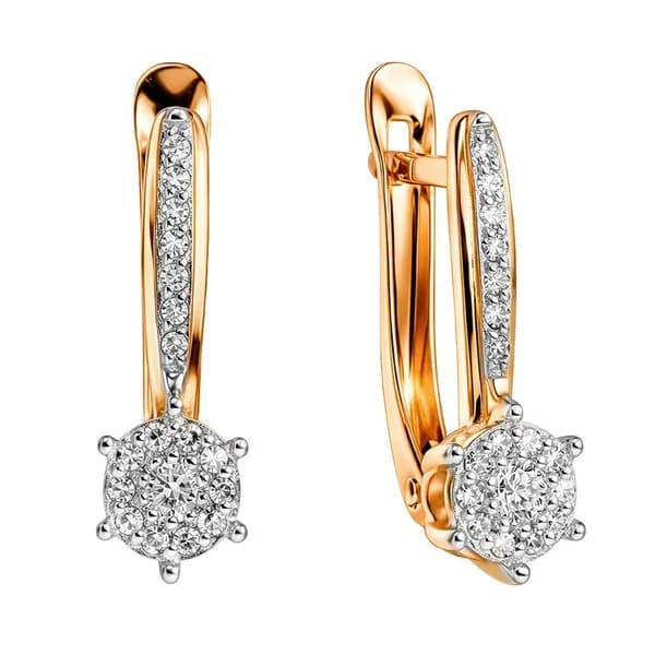 Серьги женские с бриллиантами из красного золота 585 пробы 585GOLD