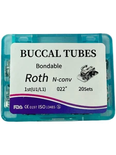 Ортодонтические щечные трубки Bondable ROTH 022 1st(U1/L1) ( 20 шт )