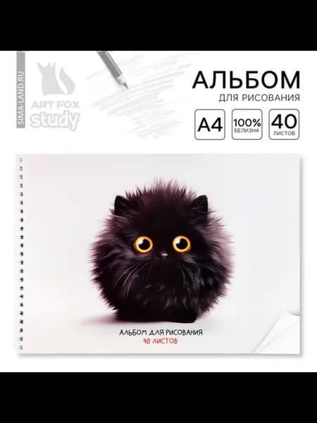 Альбом для рисования А4 Черный пушистик