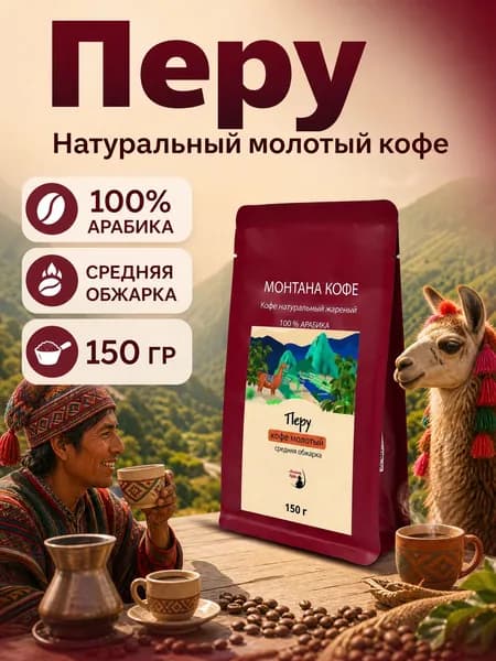 Кофе молотый Перу 150г /Монтана Кофе/ 100 % Арабика, средняя обжарка
