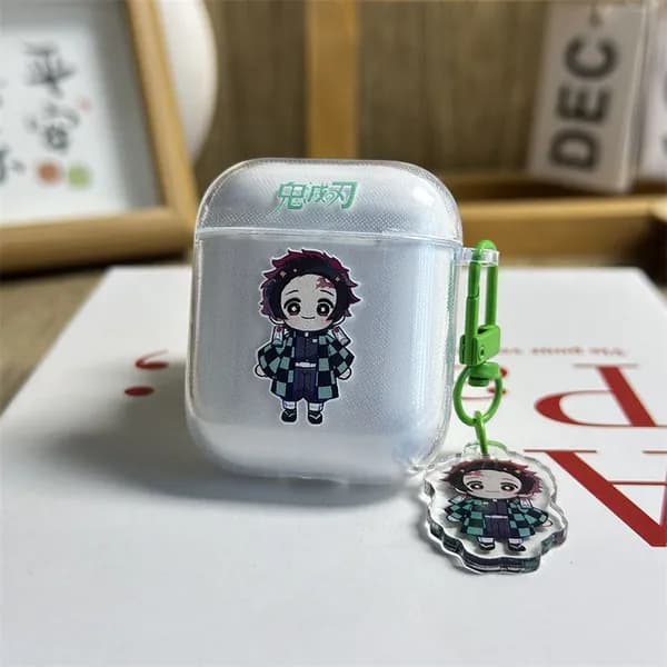 Чехол для AirPods 4 Pro2 Pro 3 2 Милый мультик Демон-слёз Demon Slayer Убийца демонов Kamado Tanjirou Камадо Тандзиро Силиконовый чехол