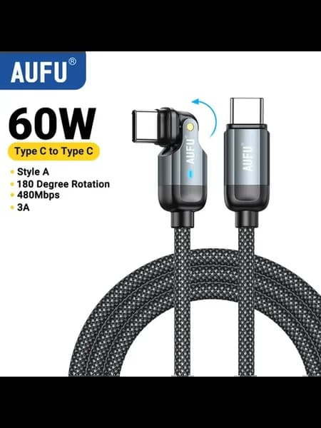 Кабель AUFU Type-C - Type-C 60W 100W для