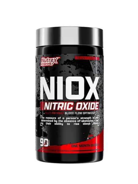 Nutrex, NIOX Nitric Oxide, Предтренировочный комплекс Ниокс, 90 капсул, Спортивное питание для тренировок, для набора мышечной массы, для силы и энергии