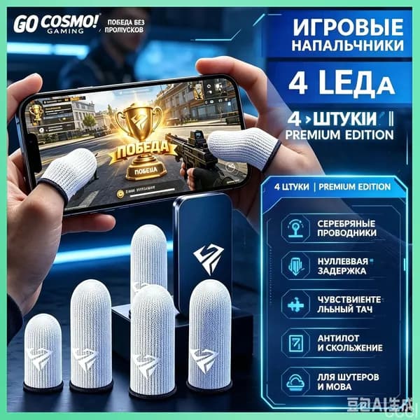 Напальчники для игр GO COSMO, геймерские напальчники для PUBG, 4 штуки