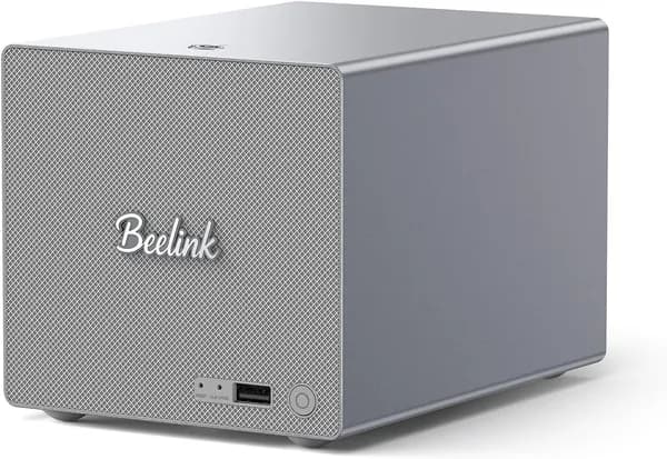 Beelink Мини-ПК Me Pro 2026,3 слота для SSD-накопителей M.2 PCIe3.0 + 2 отсека для жестких дисков (Intel Core i5-13500H, RAM Отсутствует, Intel UHD Graphics, Без ОС), Mete pro, серебристый