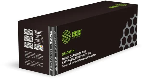 Картридж лазерный Cactus CS-C051H (051H/2169C002), черный, 4100 страниц, совместимый, для Canon LBP 162dw/MF 264dw/267dw/269dw