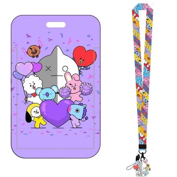 Держатель для карты работы KPOP BTS BT21, держатель для удостоверения личности, ремешок для телефона