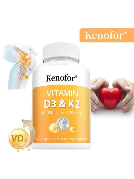 Капсулы с витамином D3 и K2, повышенная концентрация D3 и K2, 10000 МЕ, для здоровья костей и поддержки иммунитета, 60/120 капсул