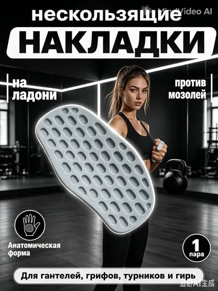 Ладошки для фитнеса спортивные, НЕскользящие прорезиненные накладки на руки для штанги, турника и гантелей 2 шт.