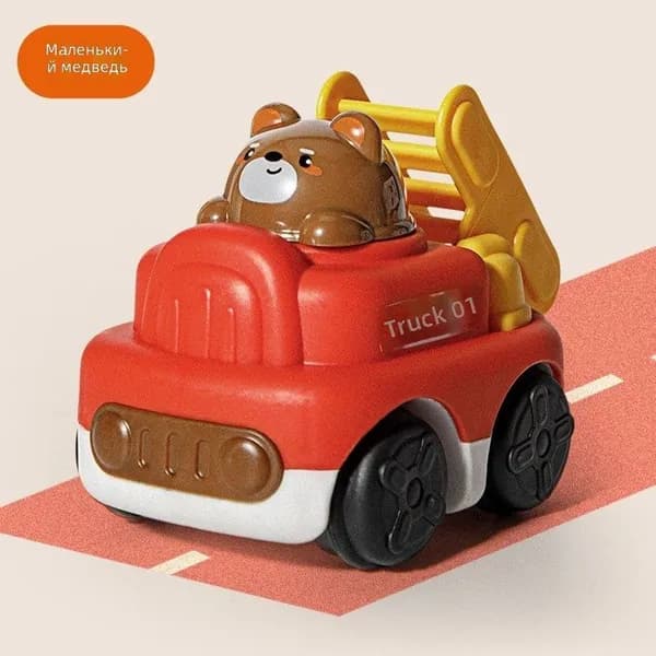 Инерционная игрушечная машинка "Автолестница Медвежонок", в OPP пакете