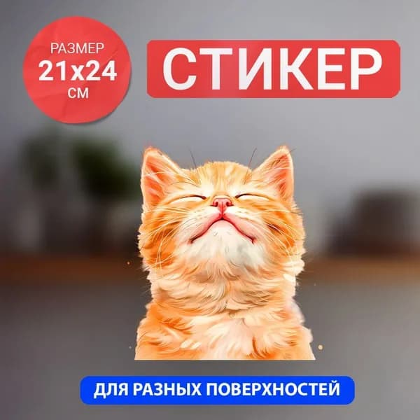 Наклейка милый рыжий котик