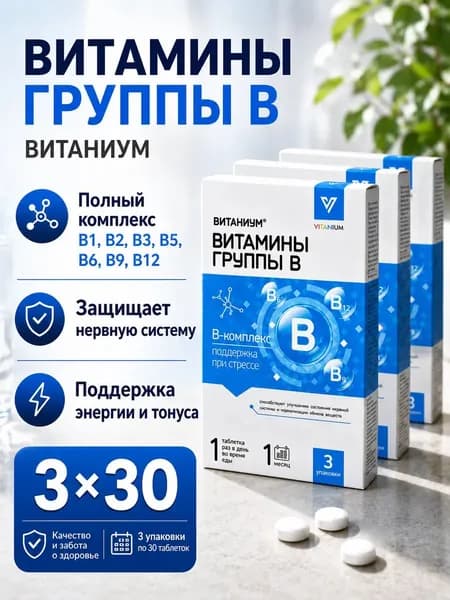 Витаниум Витамины группы В для нервной системы 3 упаковки
