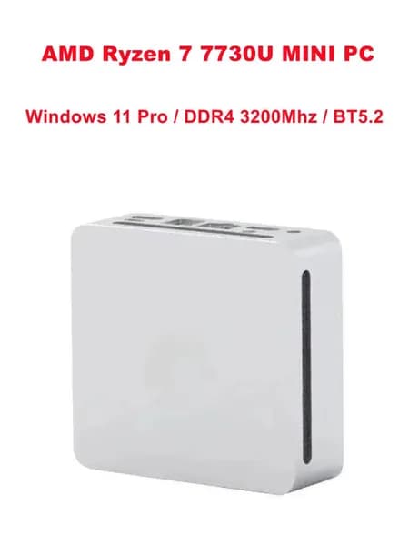 Мини-ПК R7 7730U мини ПК (AMD Ryzen 7 7730U, RAM 16 ГБ, SSD 500 ГБ, AMD Radeon, Windows 11 Pro), 中国, серебристый