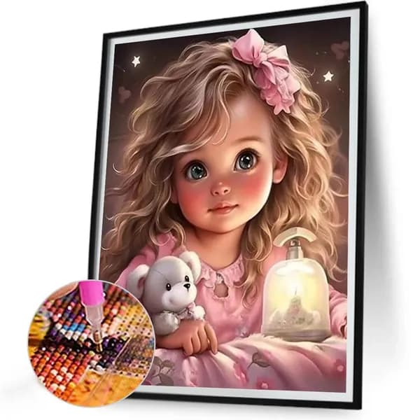Диамантная картина LP1670 Сладкая девочка 30 40 см, 5D, из смолы