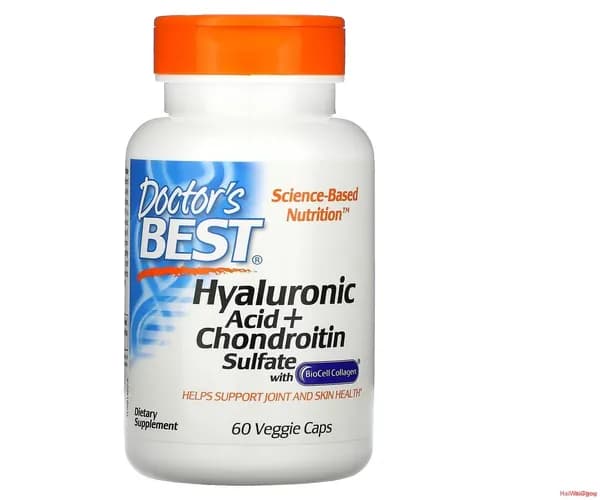 Коллаген капсулы, гиалуроновая кислота, хондроитин для суставов Doctor's Best Hyaluronic Acid + Chondroitin Sulfate with BioCell Collagen 60 вегетарианских капсул