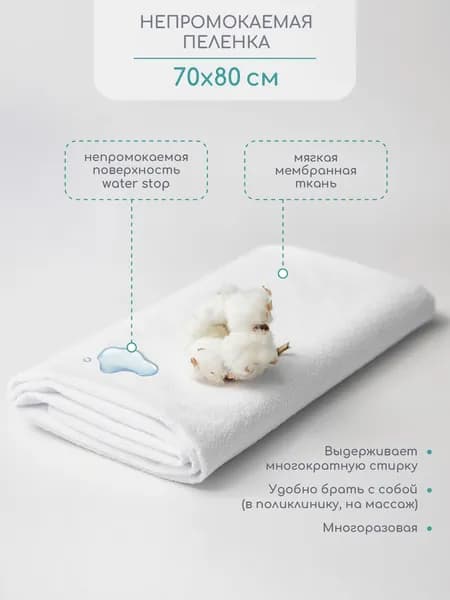 Наматрасник (непромокаемая пеленка) AMAROBABY WATER STOP 70x80