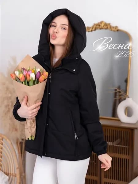 Куртка весенняя с капюшоном удлиненная