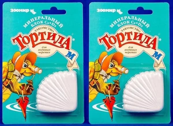 Зоомир Минеральный блок для водных черепах Са+D3 Тортила М, 30 г, 2 уп