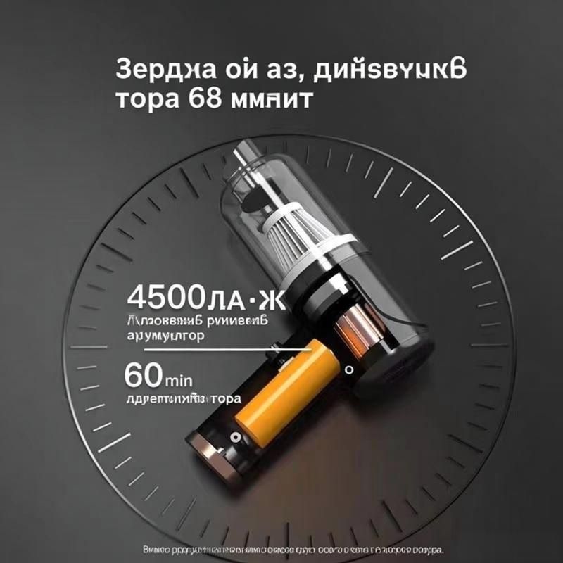 Компактный автомобильный пылесос с увеличенным сроком службы аккумулятора, ручной беспроводной пылесос для использования в помещениях, низкий уровень шума при работе.