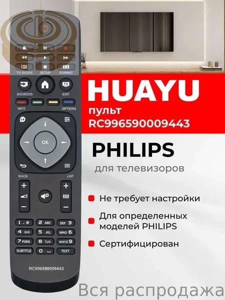 Пульт для телевизоров заменяет RC996590009443 / 9965 9000 9443