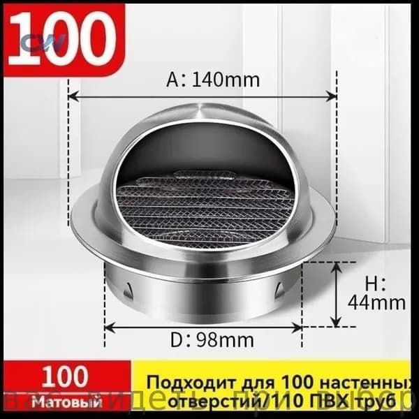 Настенный металл с сеткой и нержавеющей стали, D100 мм