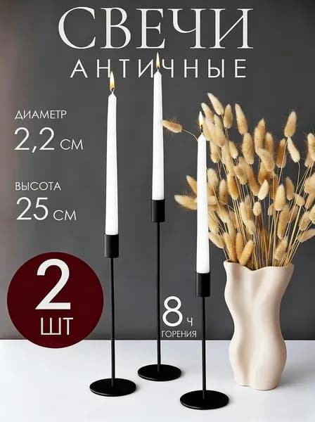 Свечи поминальные "Белая свеча" 25 см х 2.2 см 2 шт