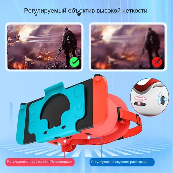 3D VR-очки для Switch OLED с регулировкой диоптрий и МЗР, фиксирующий отсек