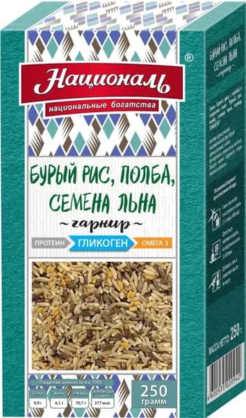 Гарнир Националь бурый рис полба семена льна 250г