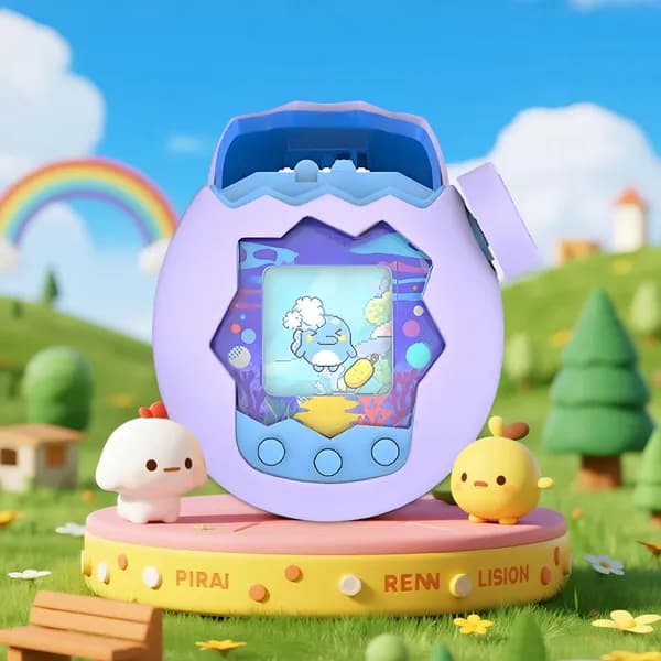 Силиконовый чехол для Tamagotchi Paradise, фиолетовый, с ремешком и защитной крышкой