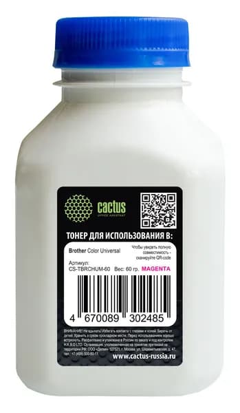 Тонер для принтера Brother Color Universal TN-230/241/213/217/320/421, пурпурный флакон 60гр. Cactus (CS-TBRCHUM-60)