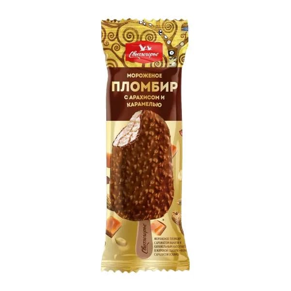 Мороженое Свитлогорье эскимо пломбир с арахисом и карамелью 75г